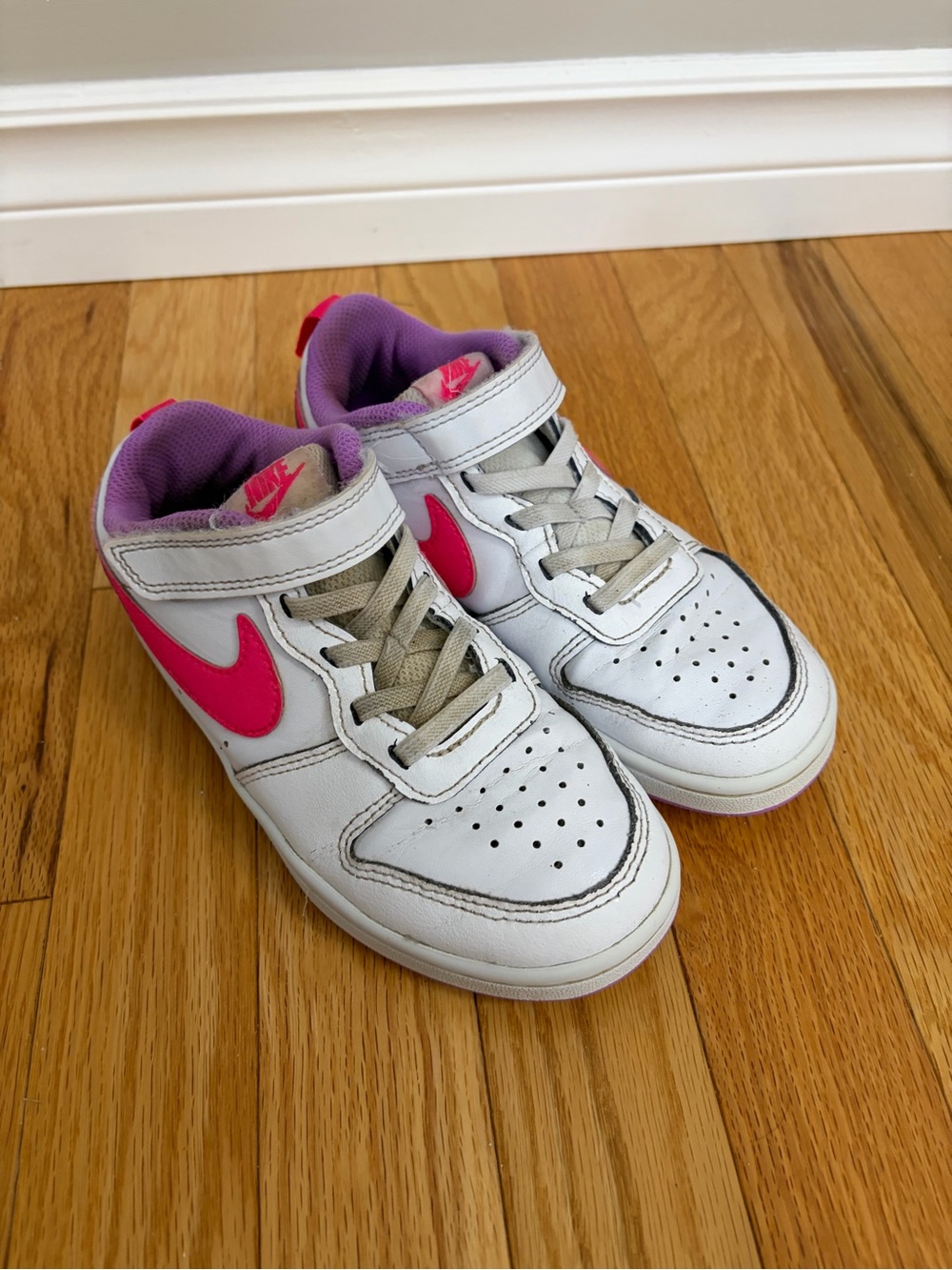 Nike Kids' White and Pink Sneakers